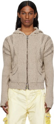 Charlie Constantinou Beige & Brown Knit Zip Hoodie