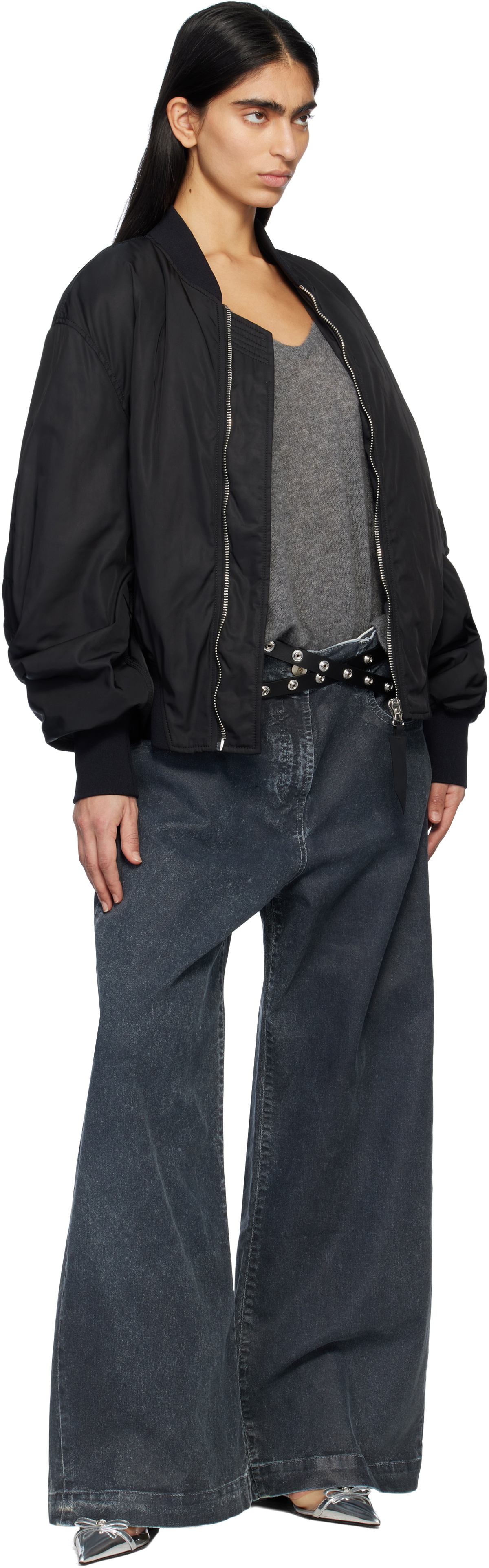 The Attico Black Press-Stud Belt