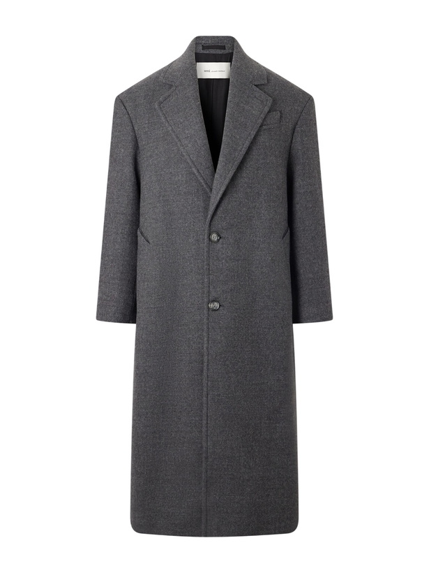 Photo: AMI PARIS - Boiled Virgin Wool-Gabardine Coat - Gray
