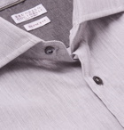 Brunello Cucinelli - Slim-Fit Cutaway-Collar Cotton Shirt - Gray