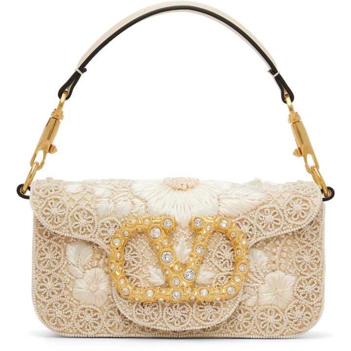 Photo: Valentino Garavani Beige Locò Small Embroidered Shoulder Bag