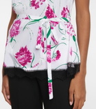 Rodarte - Lace-trimmed floral silk camisole