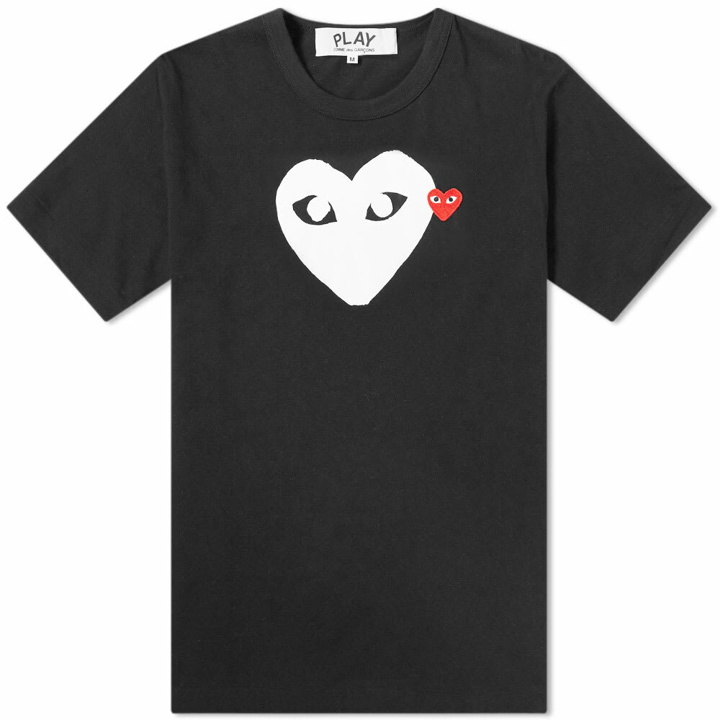 Photo: Comme des Garçons Play Men's Double Heart Logo T-Shirt in Black/White/Red