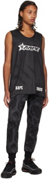 AAPE by A Bathing Ape Black Embroidered Lounge Pants