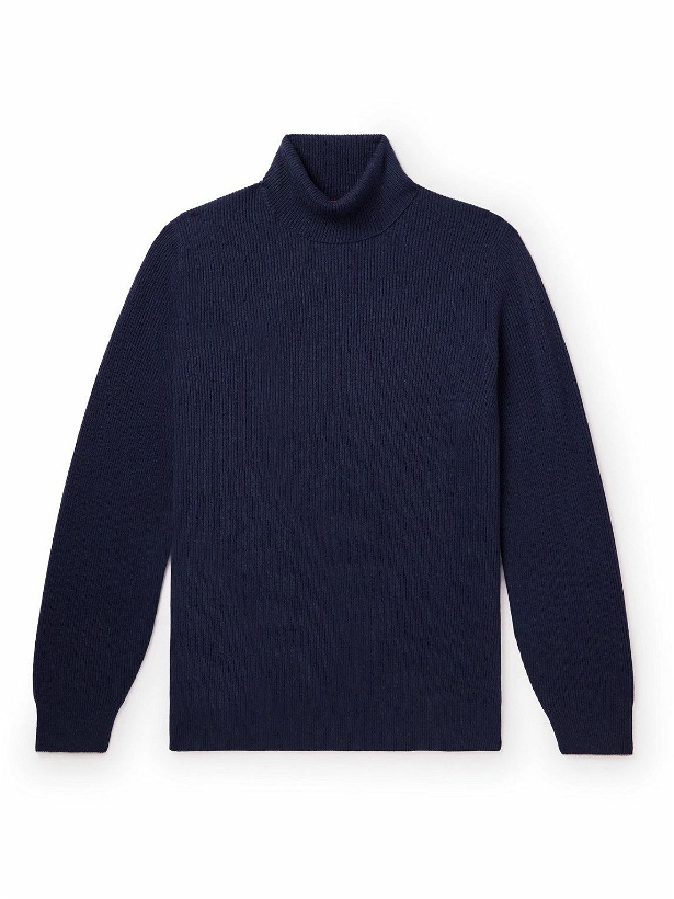Photo: Brunello Cucinelli - Ribbed Cashmere Rollneck Sweater - Blue