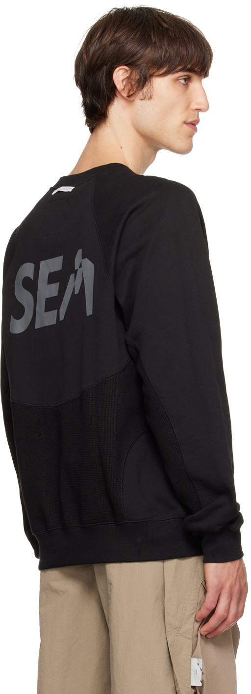 Archival Reinvent Black WIND AND SEA Edition Waffle Crewneck Sweatshirt