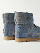 Acne Studios - Shearling-Lined Trompe L'oeil Suede Boots - Blue
