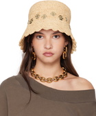 Rabanne Beige Natural Raphia Beach Hat