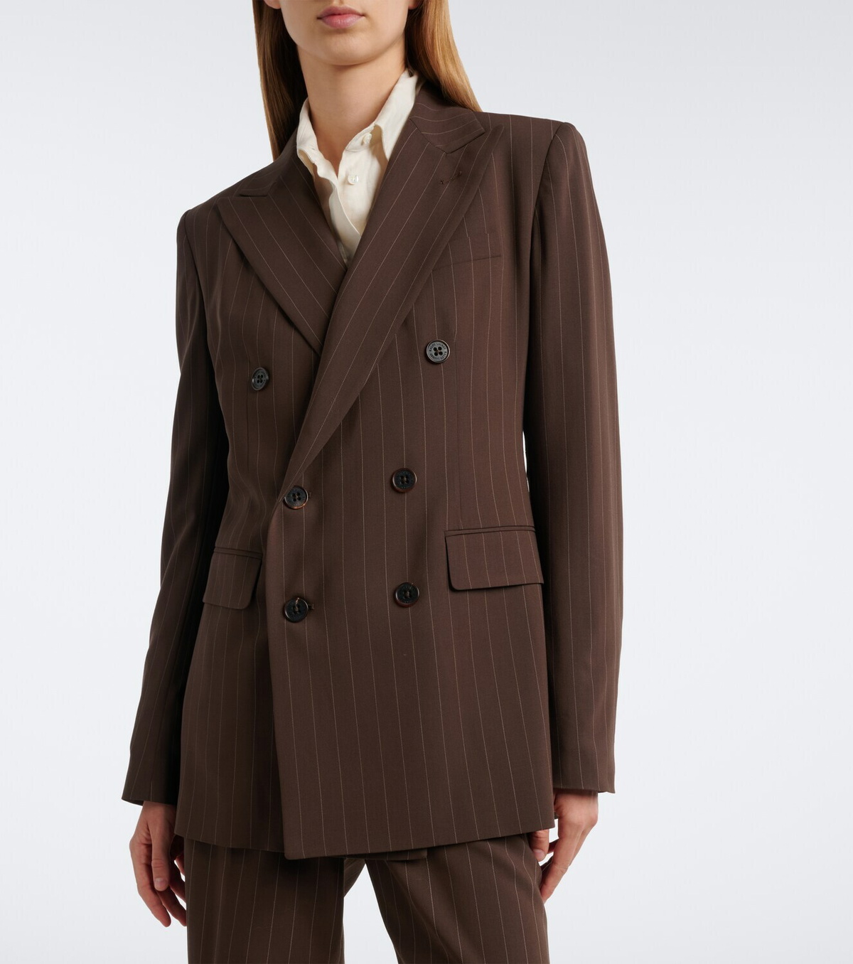 Ralph Lauren Collection Pinstripe double-breasted wool blazer