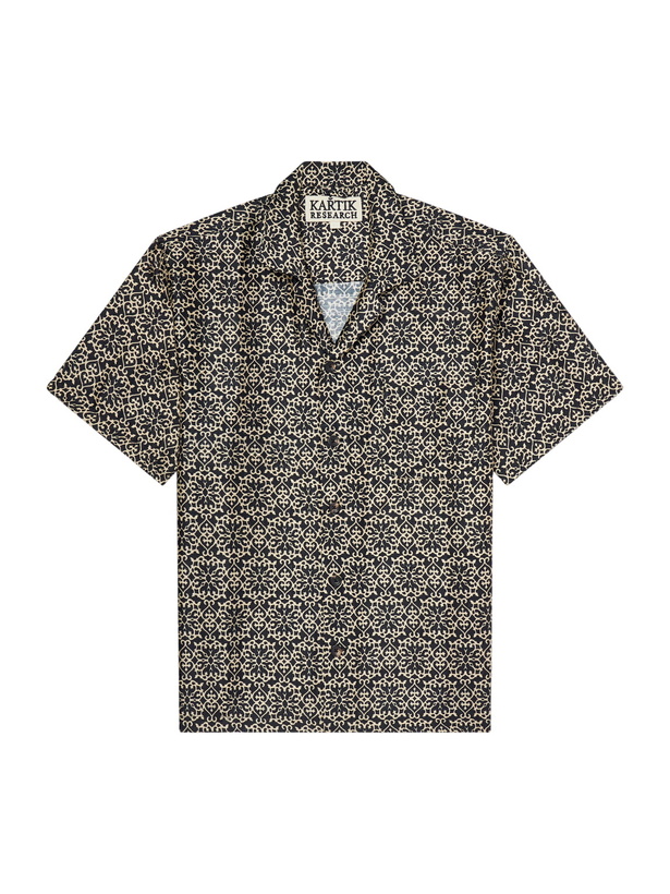 Photo: Kartik Research - Camp-Collar Printed Silk Shirt - Black