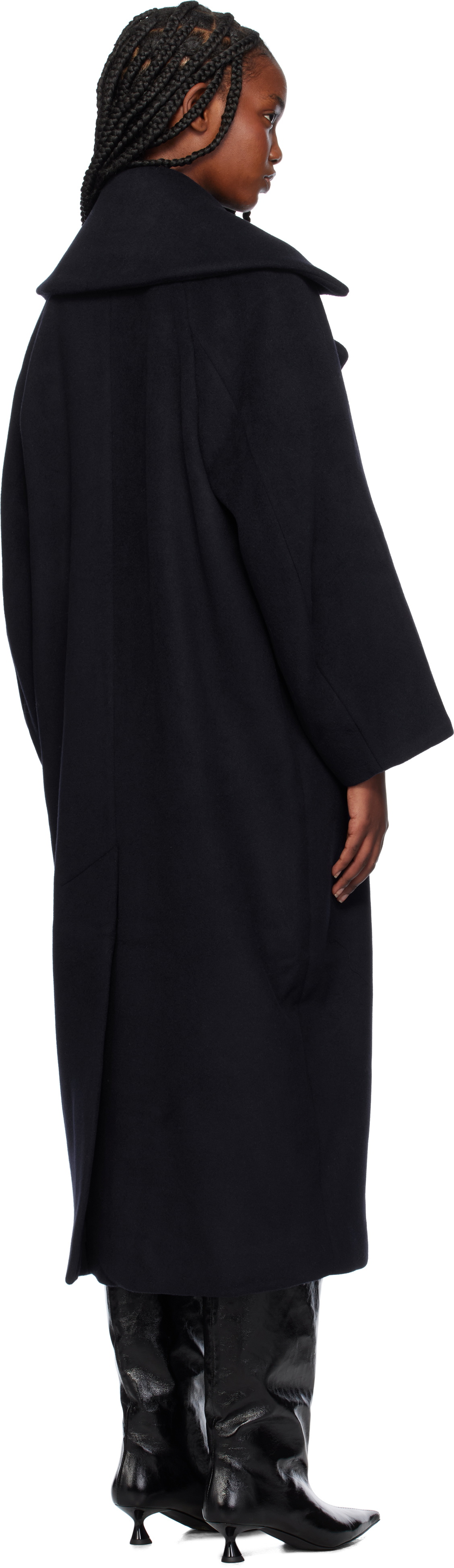 GANNI Navy Recycled Wool Coat