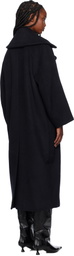 GANNI Navy Recycled Wool Coat