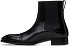 TOM FORD Black Burnished Leather Edgar Chelsea Boots