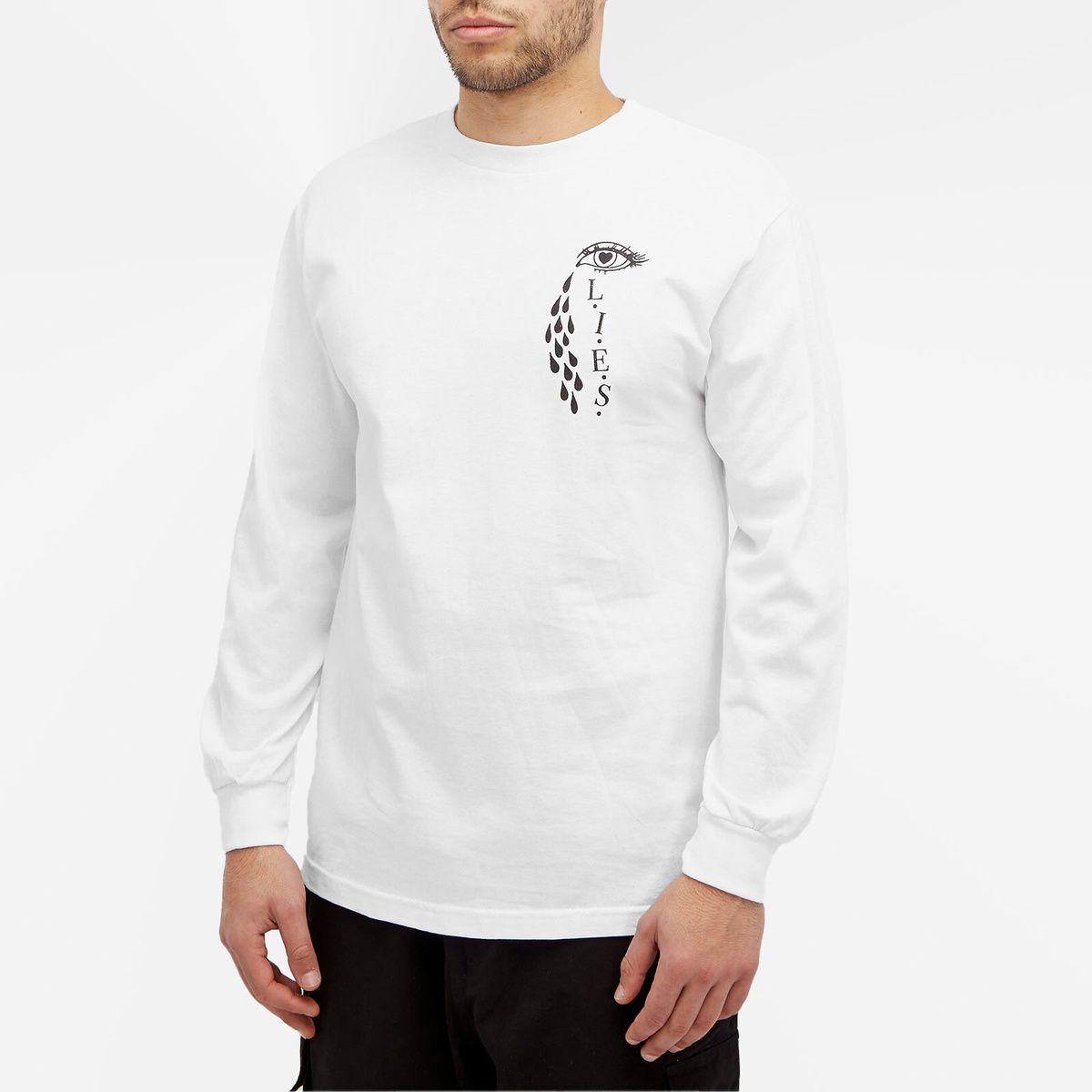 L.I.E.S. Records Men's Broken Heart Long Sleeve T-Shirt in White