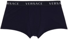 Versace Underwear Three-Pack Navy Trunk Boxers