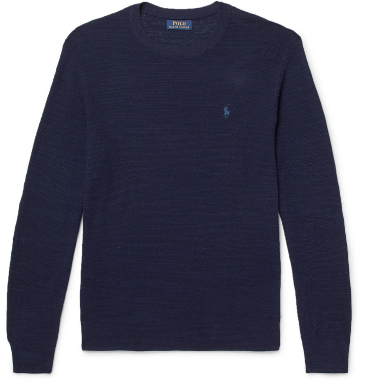 Photo: Polo Ralph Lauren - Cotton and Linen-Blend Sweater - Blue