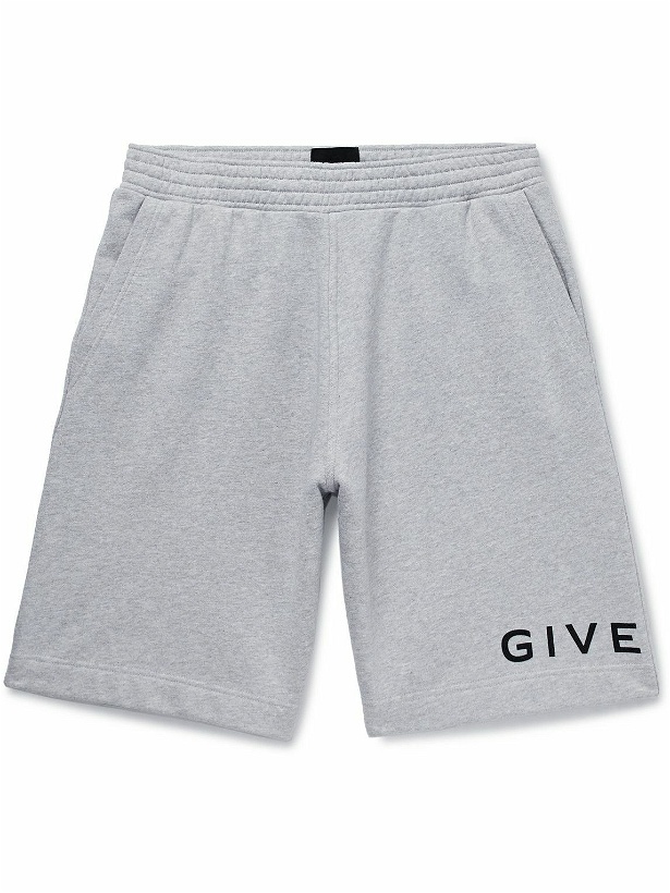 Photo: Givenchy - Wide-Leg Logo-Print Cotton-Jersey Shorts - Gray