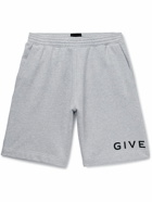 Givenchy - Wide-Leg Logo-Print Cotton-Jersey Shorts - Gray