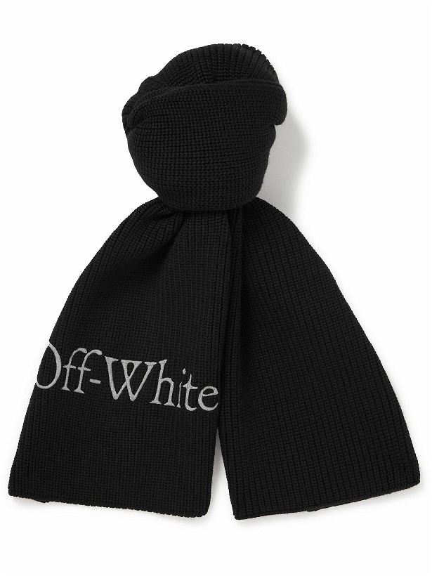 Photo: Off-White - Bookish Logo-Embroidered Virgin Wool Scarf