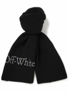 Off-White - Bookish Logo-Embroidered Virgin Wool Scarf