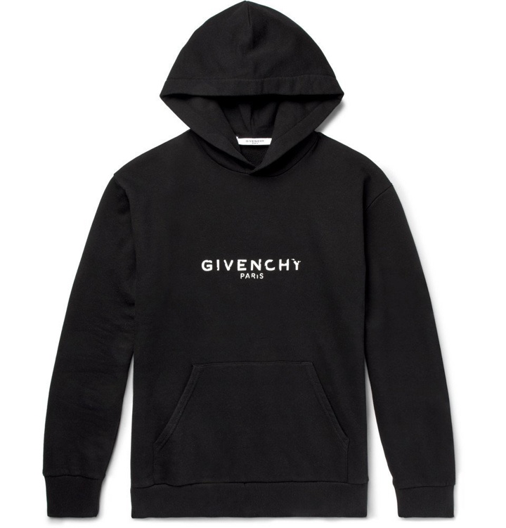 Photo: Givenchy - Logo-Print Loopback Cotton-Jersey Hoodie - Men - Black