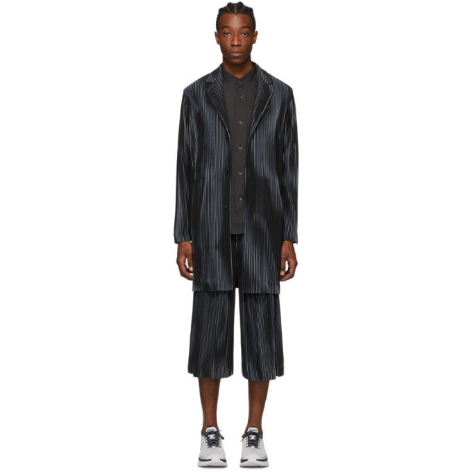 Photo: Homme Plisse Issey Miyake Navy Pleats Tailored Coat