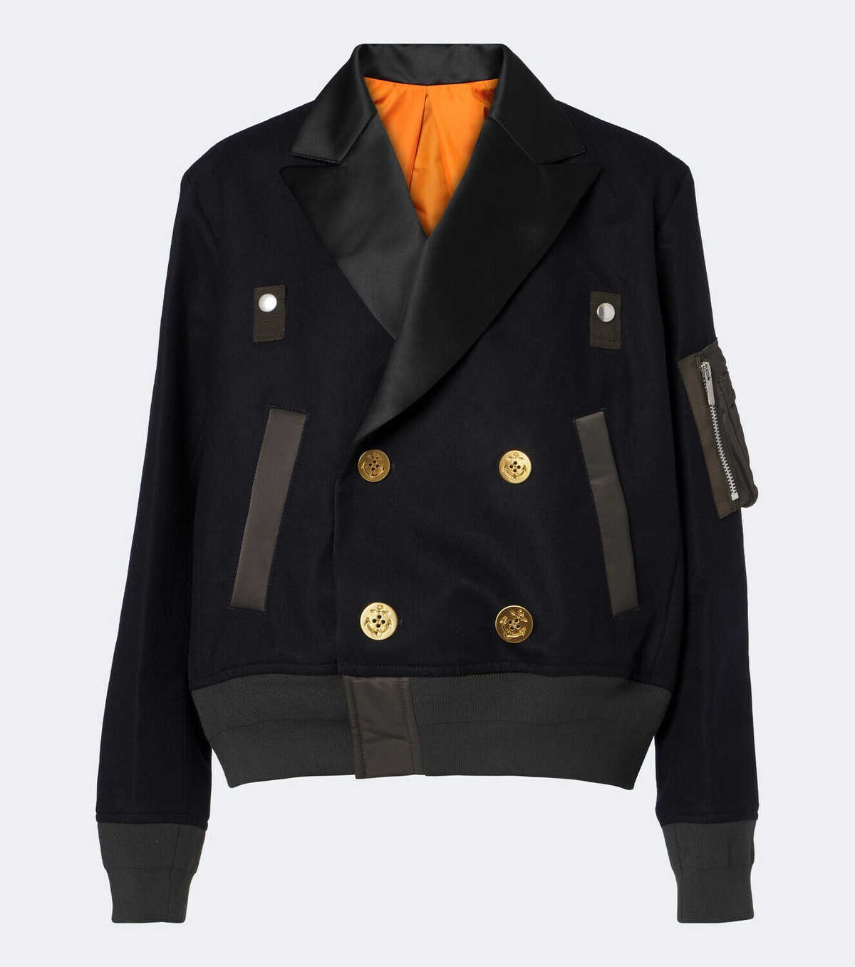 Sacai Paneled wool flannel and twill jacket