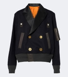 Sacai Paneled wool flannel and twill jacket