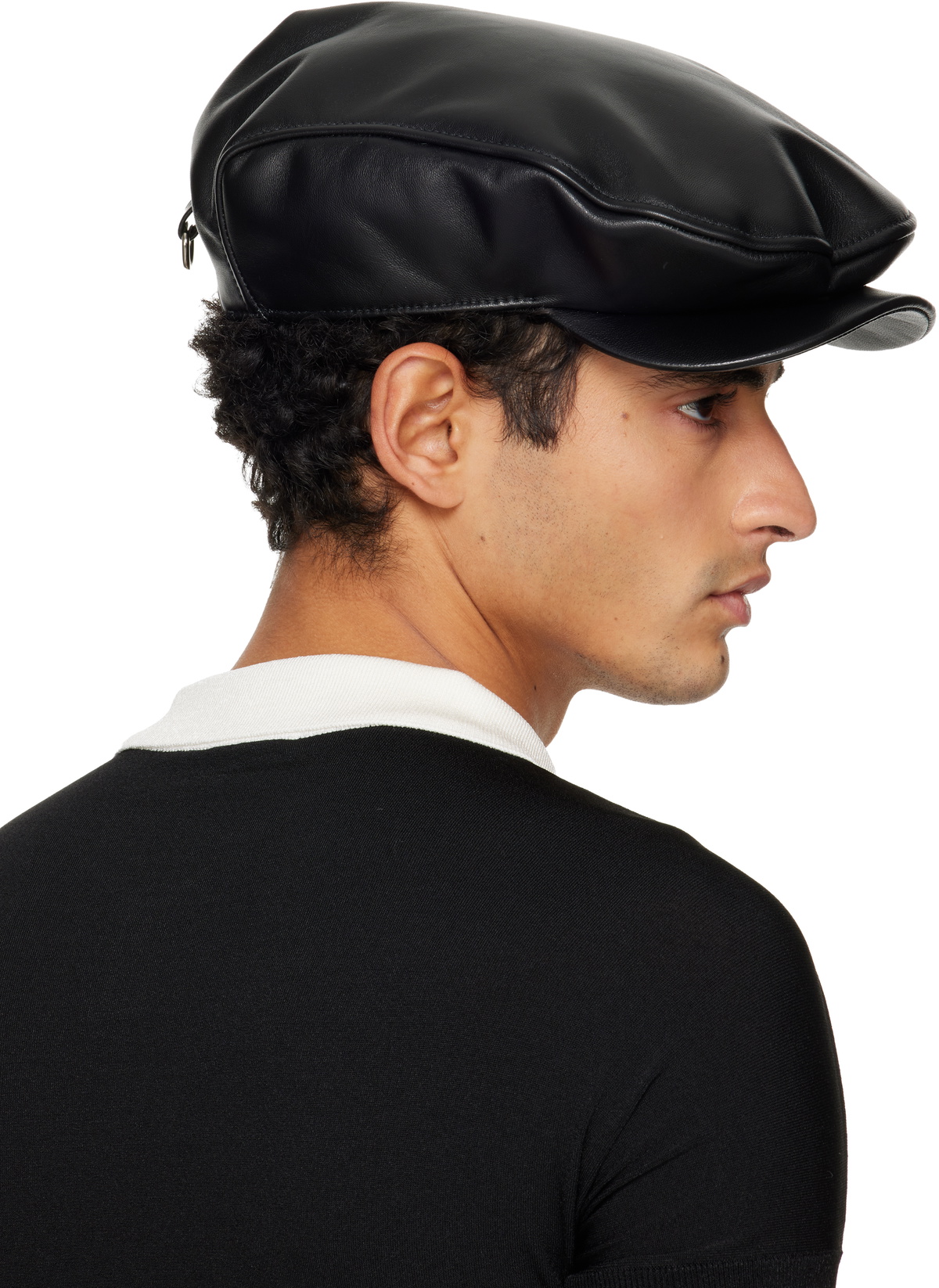 帽子 vaquera newsboy cap VAQUERA Black Leather Newsboy Cap Vaquera