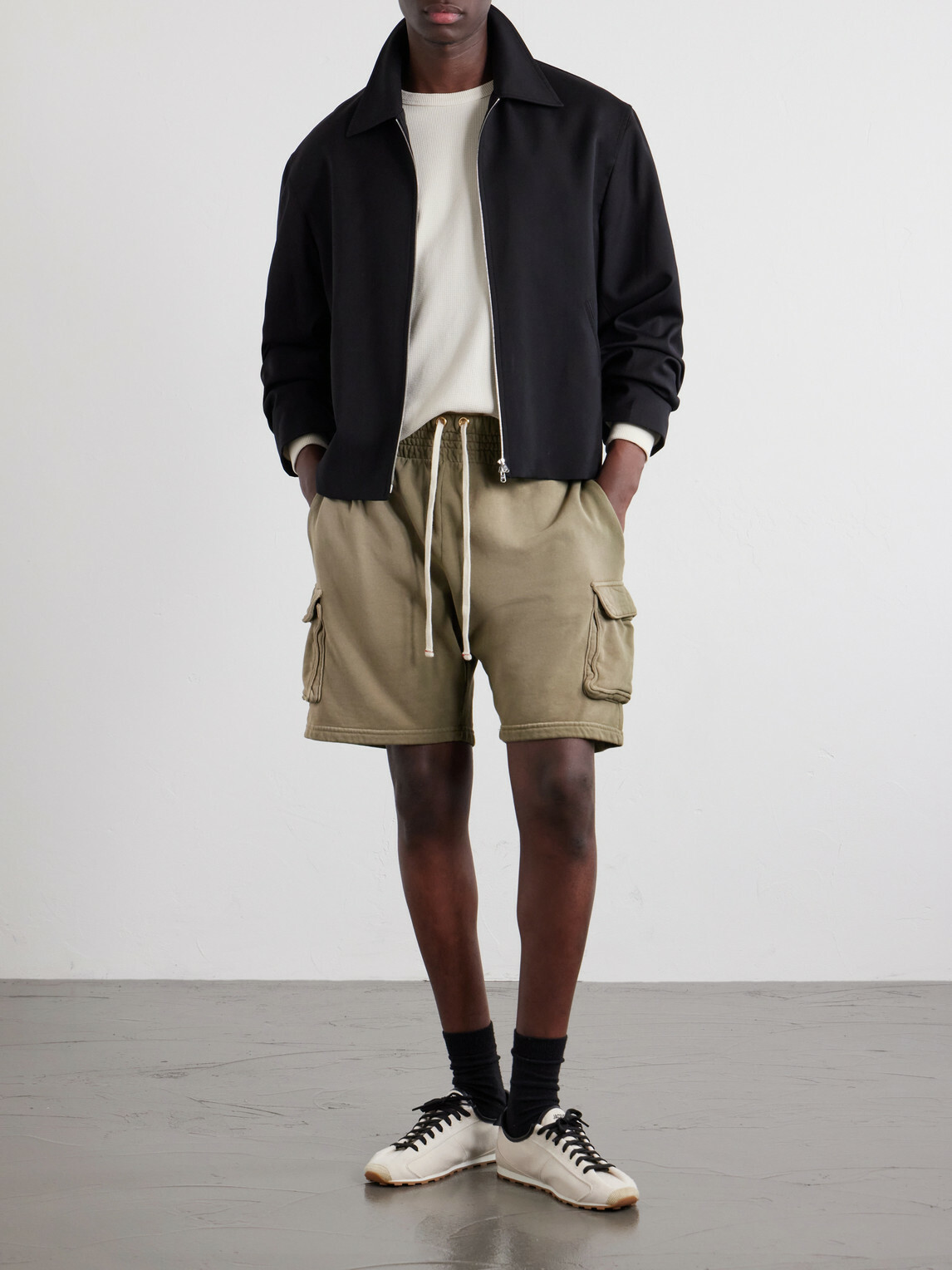 Les Tien - Yacht Straight-Leg Cotton-Jersey Cargo Shorts - Green