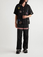 Story Mfg. - Greetings Camp-Collar Printed Embroidered Cotton and Linen-Blend Shirt - Black