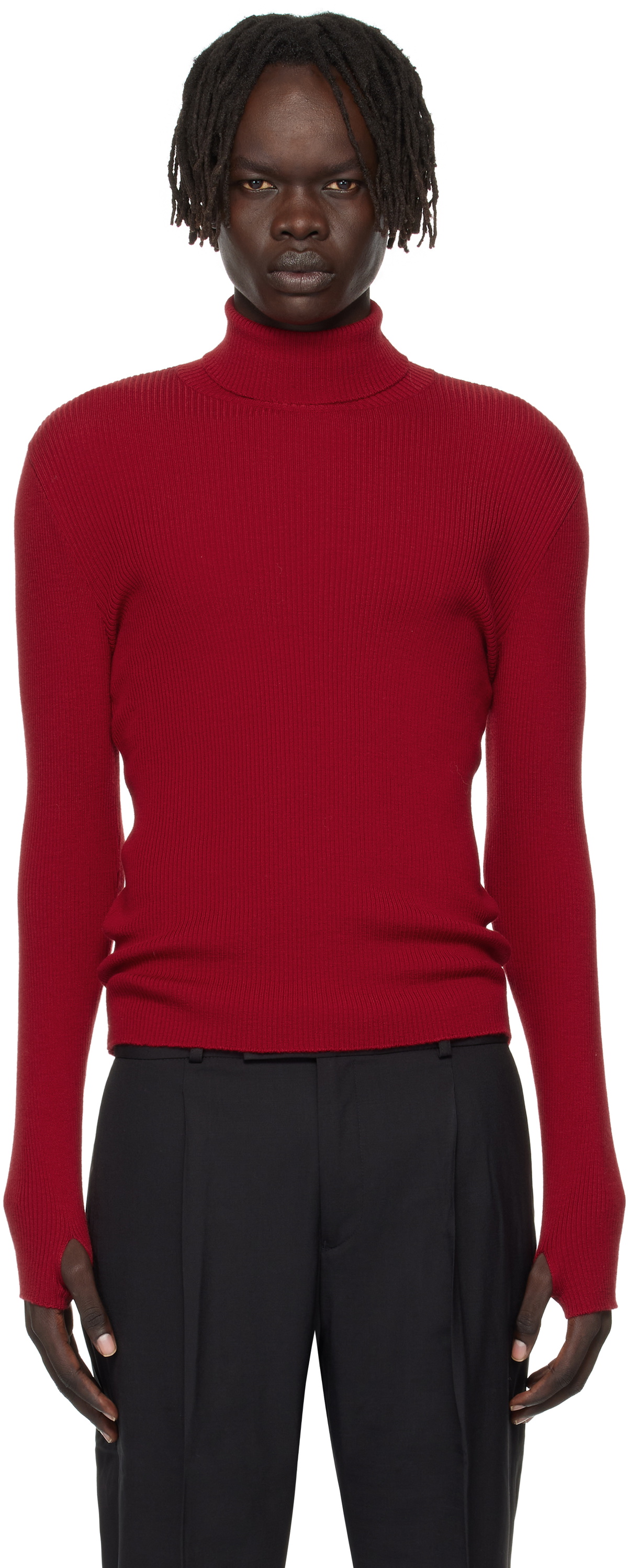 Ernest W. Baker Red Ribbed Turtleneck