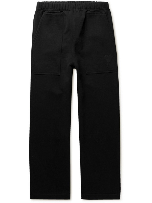 Photo: AMI PARIS - Logo-Embroidered Cotton-Jersey Sweatpants - Black
