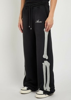 Amiri Amiri Bones Embroidered Cotton Sweatpants Black