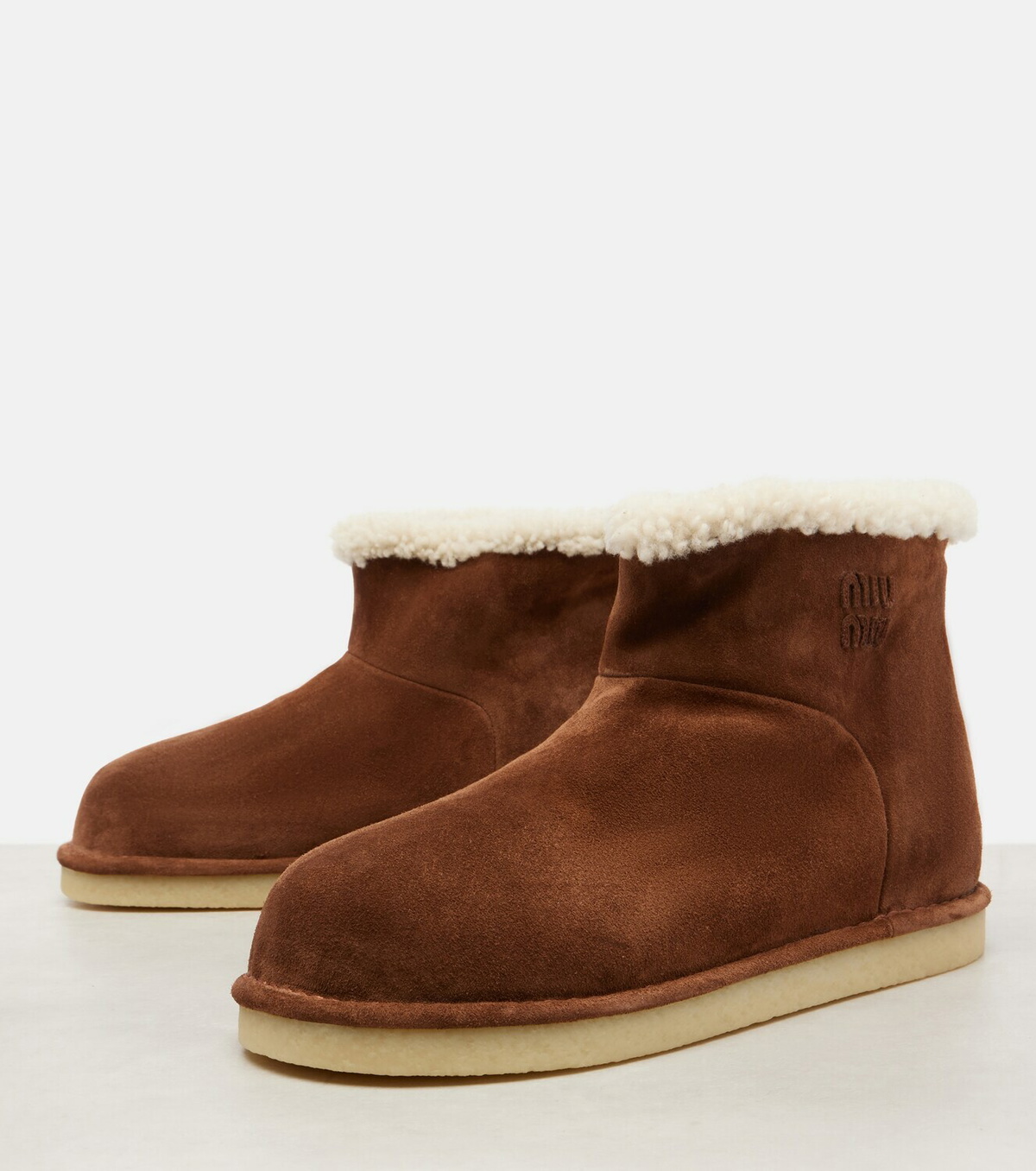 Miu Miu Shearling-lined suede ankle boots