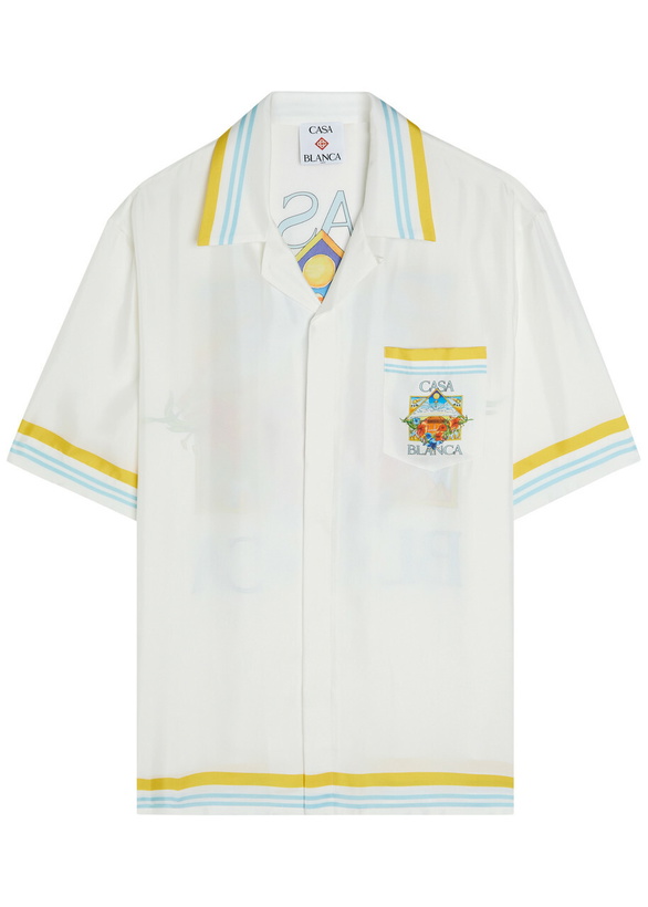 Photo: Casablanca Tennis Landscape Printed Silk Shirt Blue