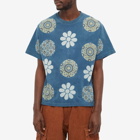 Story mfg. Men's Alfie's Happy Soil Grateful T-Shirt in Indigo Flower Portal Print