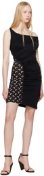 Marine Serre SSENSE Exclusive Black Soft Jersey Draped Minidress