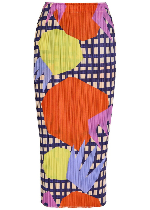 Photo: Pleats Please Issey Miyake Printed Pleated Woven Midi Skirt Red