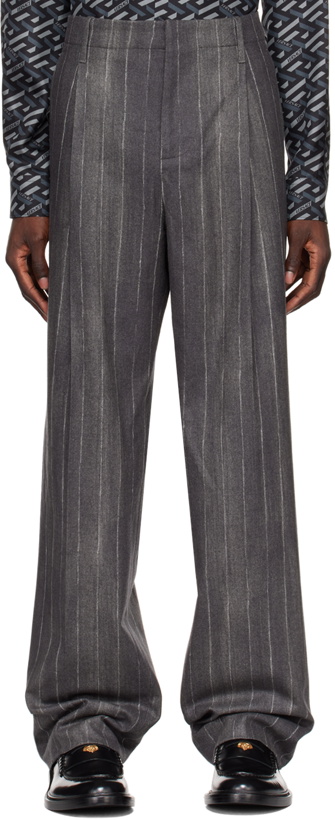 Photo: Versace Gray Pinstripe Trousers