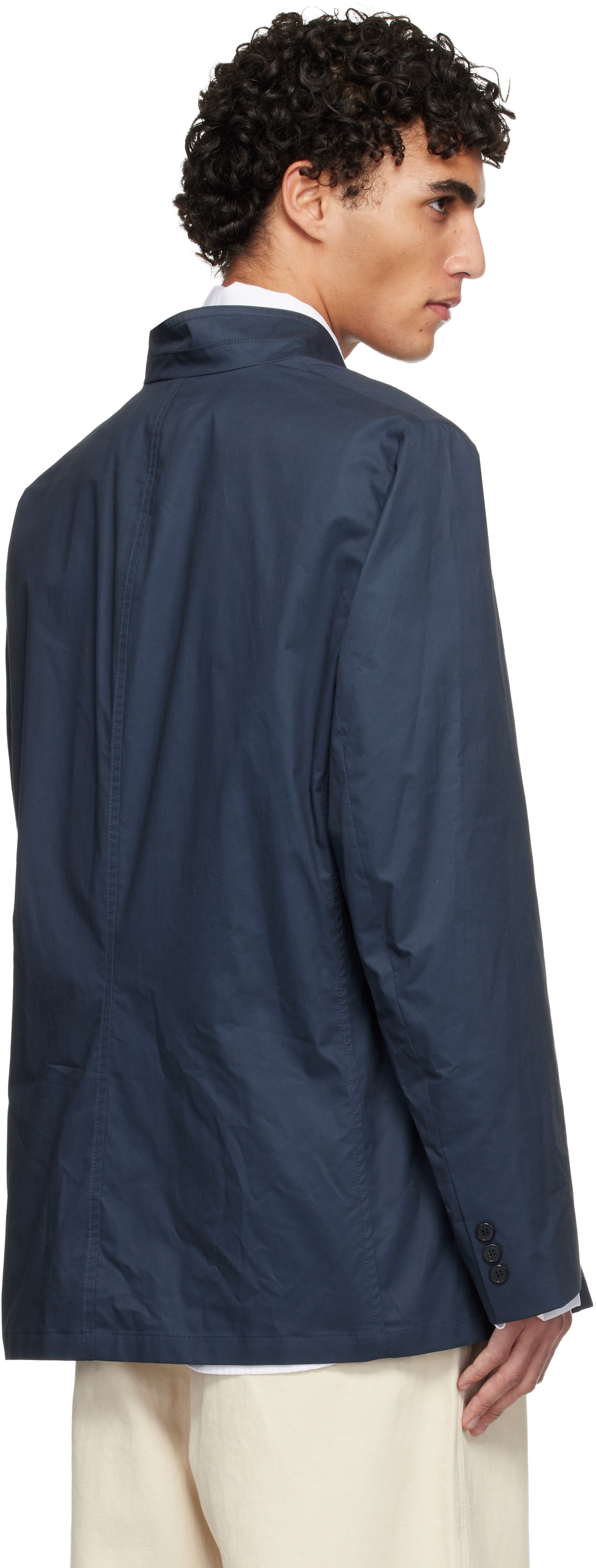 Hed Mayner Navy Cotton Blazer