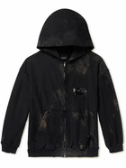 Balenciaga - Gaffer Logo-Embroidered Distressed Cotton-Jersey Zip-Up Hoodie - Black