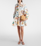 Camilla Printed embellished cotton minidress