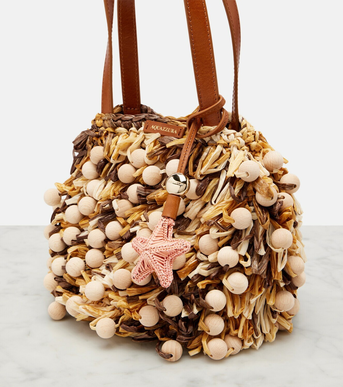 Aquazzura Pom Pom beaded top-handle bag