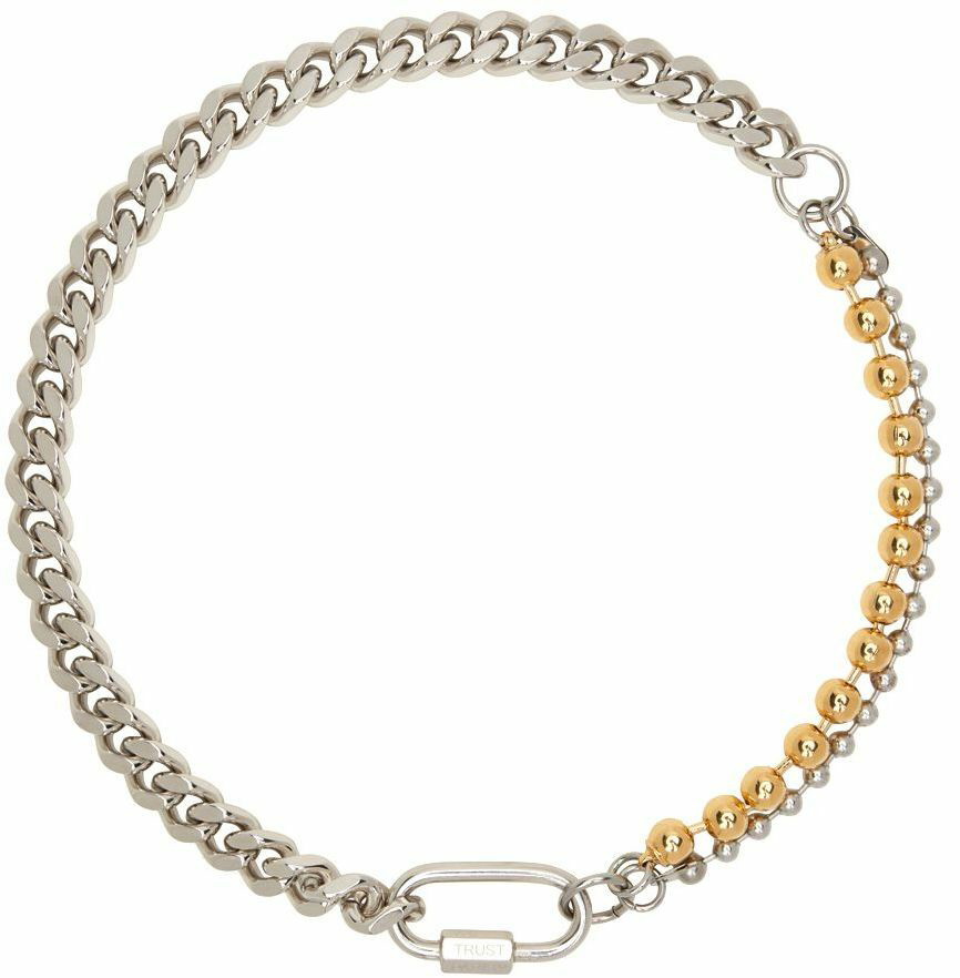 IN GOLD WE TRUST PARIS Silver Cuban Chain Choker