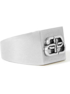 BALENCIAGA - Burnished Silver-Tone Signet Ring - Silver