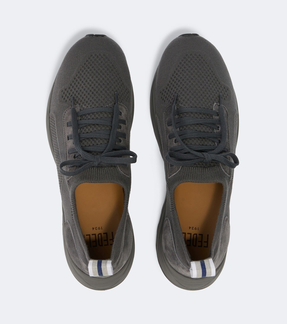 Fedeli Knitted suede-trimmed sneakers