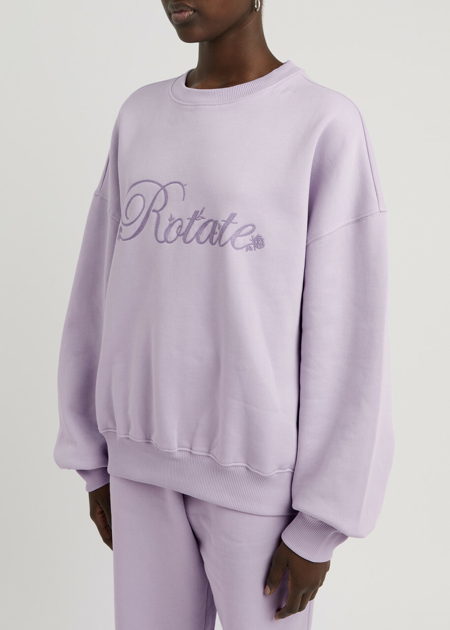 Rotate Sunday Logo-embroidered Cotton Sweatshirt Purple