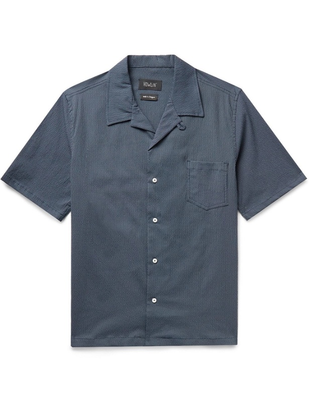 Photo: HOWLIN' - Cocktail Camp-Collar Checked Cotton-Blend Ripstop Shirt - Blue
