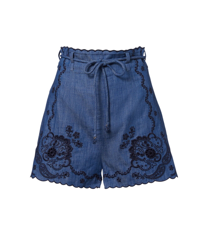 Photo: Zimmermann Aster embroidered denim shorts